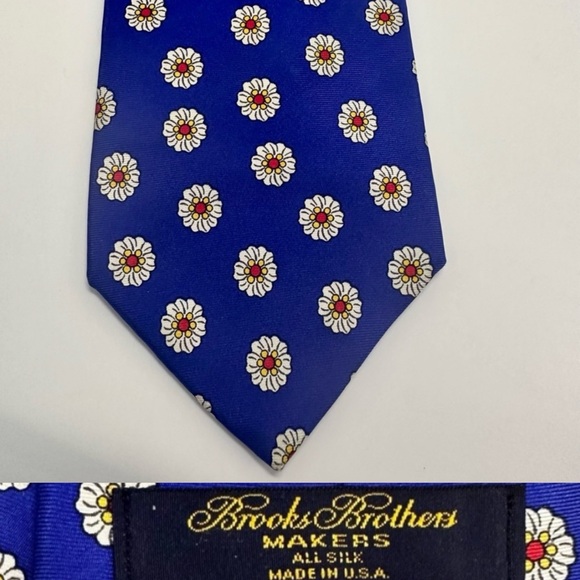Brooks Brothers Other - Brooks Brothers MAKERS Blue Silk Floral Tie 3.5 x 60, Classic Traditional